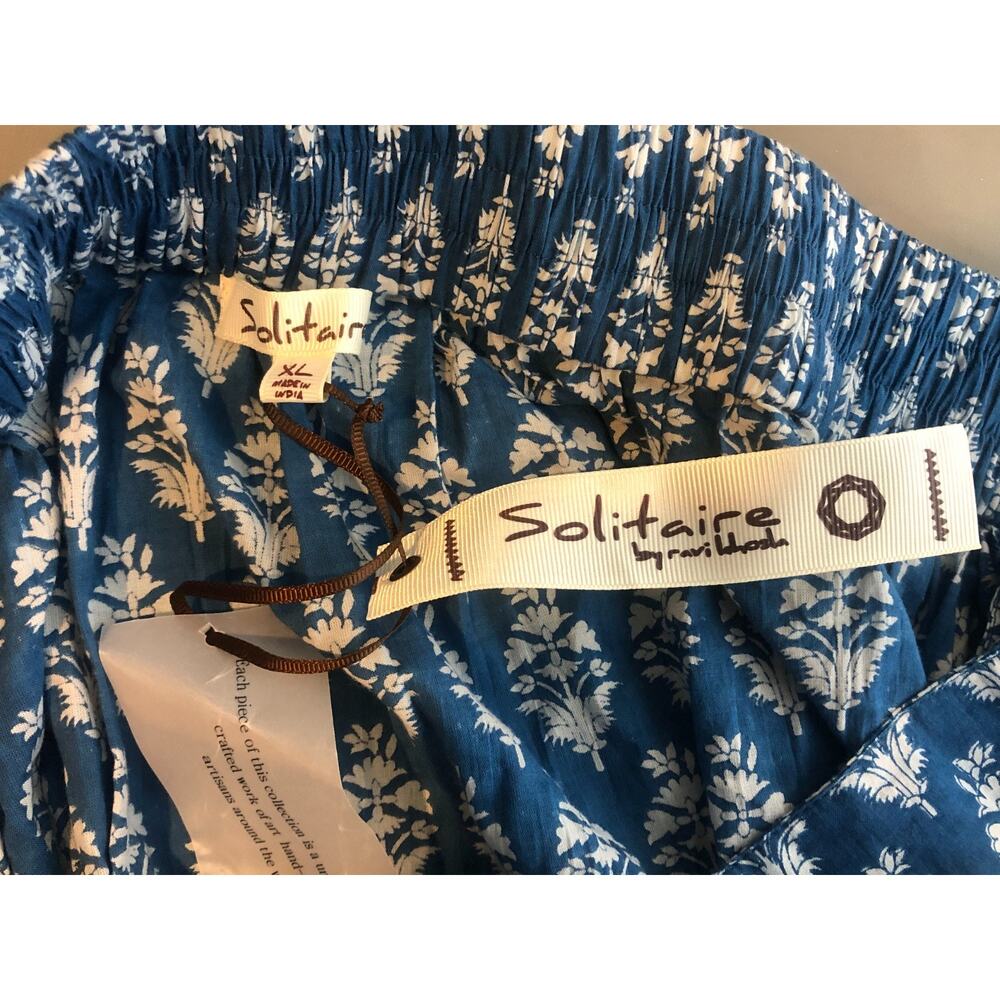 Solitaire Tiered Maxi Skirt Blue Embroidered Crochet Boho Peasant Cottagecore XL - Picture 4 of 4